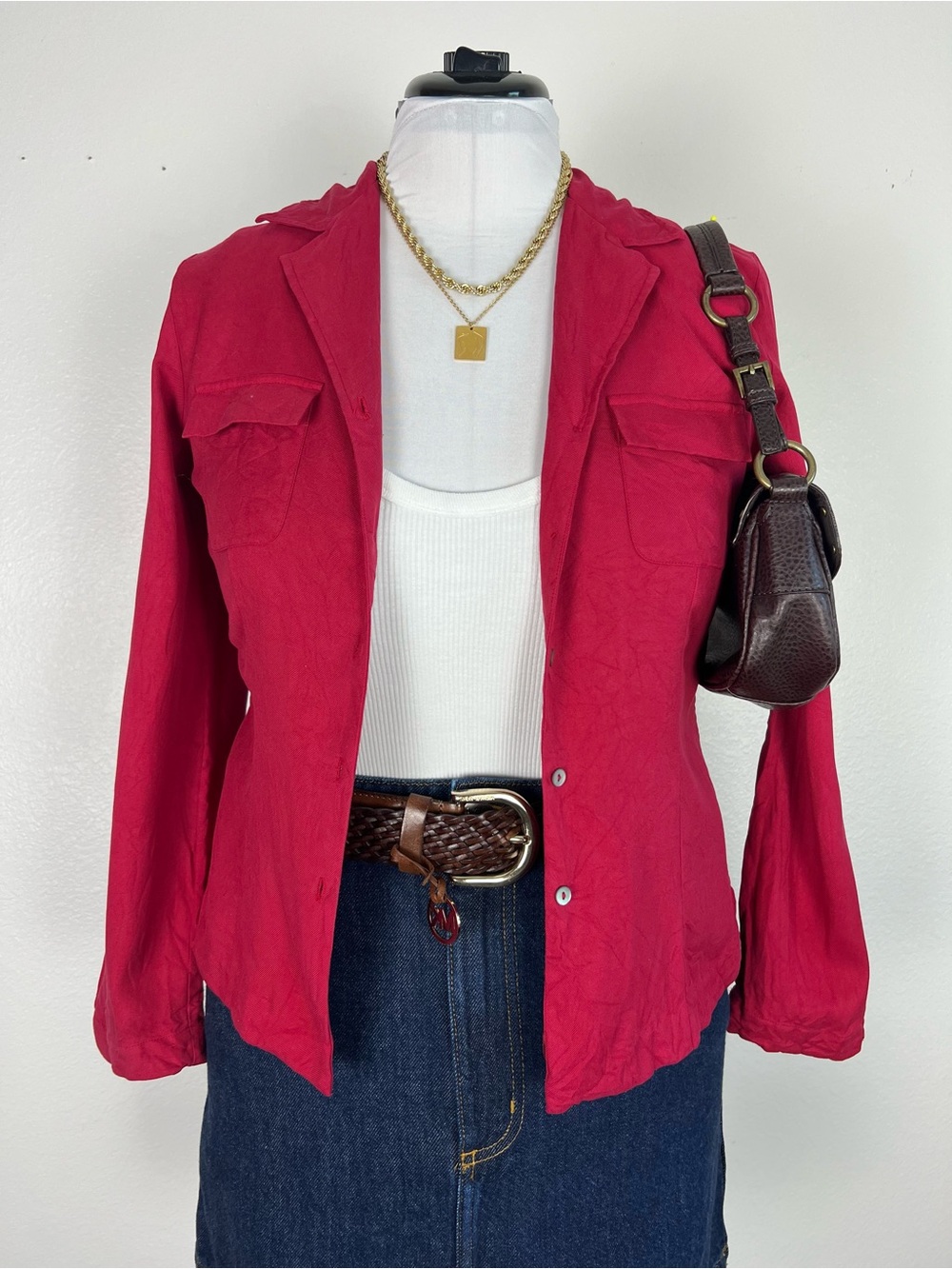 Allison Taylor Raspberry Red Button-Front Shirt - Picture 2 of 6